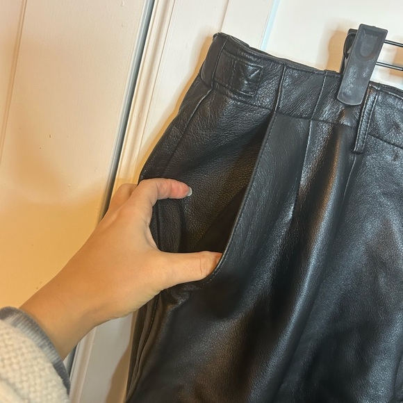 NWT Harve Bernard Vintage Wide Leg Ankle Zip Leather Pants - Picture 5 of 6